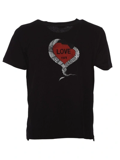 Shop Saint Laurent T-shirt In Black Jersey In Noir Rouge Naturel