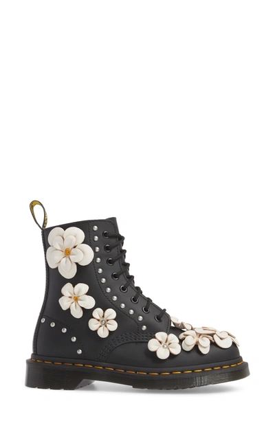 Dr. Martens Pascal Flower Boot In Black Leather | ModeSens