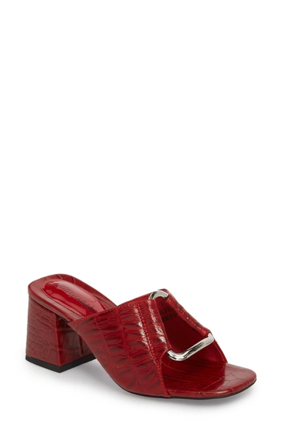 Shop Jeffrey Campbell Milagro Flared Heel Sandal In Red Leather
