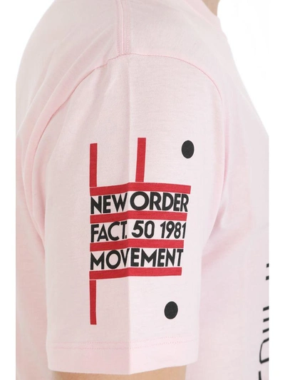 Shop Raf Simons Pink New Order Cotton T-shirt In Rose-pink