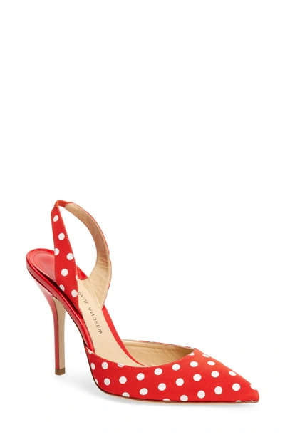 Shop Paul Andrew Polka Dot Passion Slingback Pump In Hibiscus