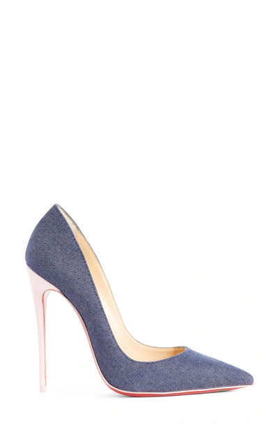 Shop Christian Louboutin So Kate Pointy Toe Pump In Blue/ Pompadour