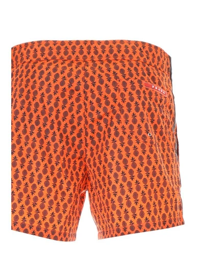 Shop Prada Tropical Nylon Swim Shorts In Arancio+nero (orange)