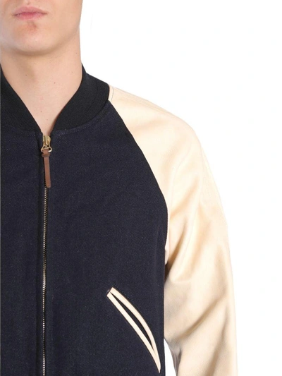 Shop Visvim Varsity Jacket In Blu