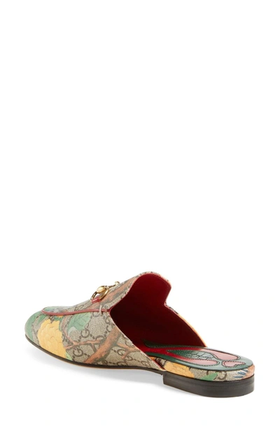Shop Gucci 'princetown' Floral Print Mule Loafer In Beige