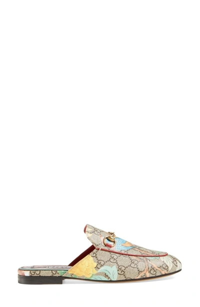 Shop Gucci 'princetown' Floral Print Mule Loafer In Beige