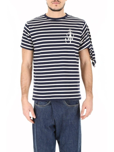 Shop Jw Anderson Knot T-shirt In Navybianco