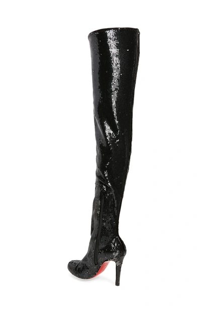 Shop Christian Louboutin Louise Sequin Thigh High Boot In Black/ Silver