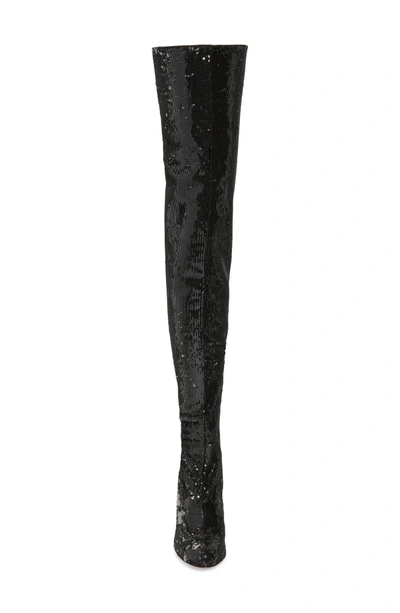 Shop Christian Louboutin Louise Sequin Thigh High Boot In Black/ Silver