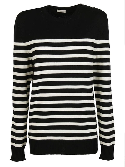 Shop Saint Laurent Striped Sweater In Black-natural