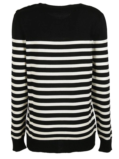 Shop Saint Laurent Striped Sweater In Black-natural