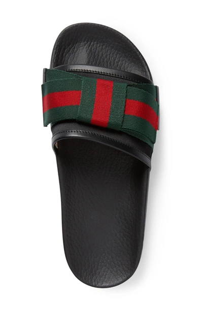 Gucci Bow-embellished Satin And Rubber Slides In Black | ModeSens