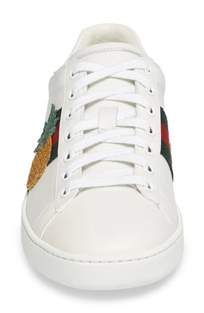 Shop Gucci New Ace Pineapple Sneaker In White Leather