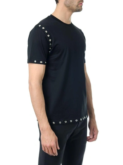 Shop Les Hommes Studded Black Cotton T-shirt