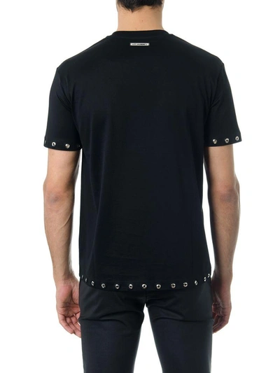 Shop Les Hommes Studded Black Cotton T-shirt