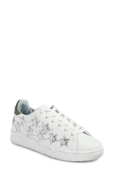 Shop Chiara Ferragni Stars Roger Glitter Sneaker In White/ Silver