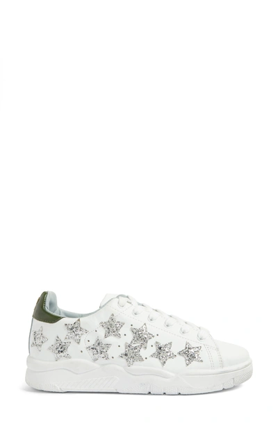 Shop Chiara Ferragni Stars Roger Glitter Sneaker In White/ Silver