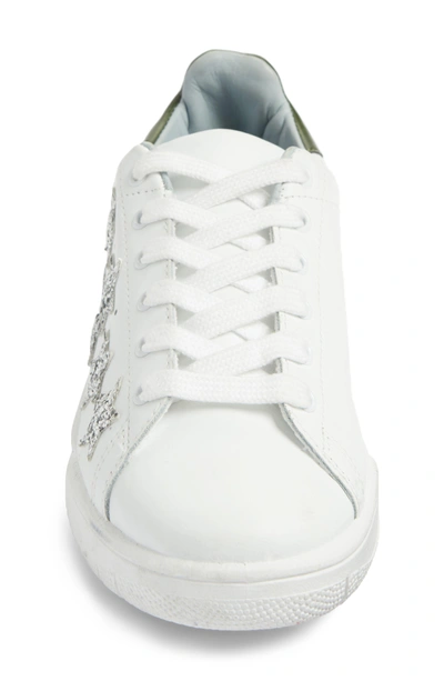 Shop Chiara Ferragni Stars Roger Glitter Sneaker In White/ Silver