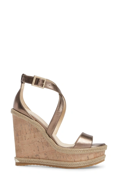 Shop Jimmy Choo Portia Wedge Platform Sandal In Antique Gold