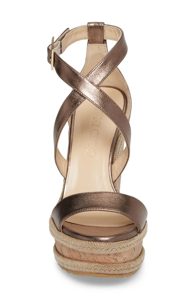 Shop Jimmy Choo Portia Wedge Platform Sandal In Antique Gold