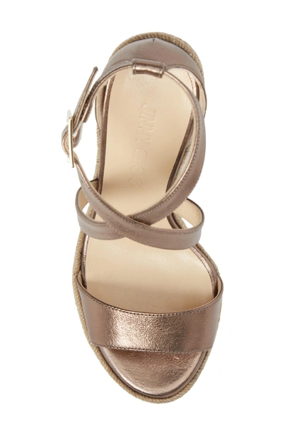 Shop Jimmy Choo Portia Wedge Platform Sandal In Antique Gold