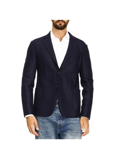 Shop Giorgio Armani Blazer Blazer Men  In Blue