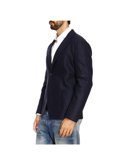 Shop Giorgio Armani Blazer Blazer Men  In Blue