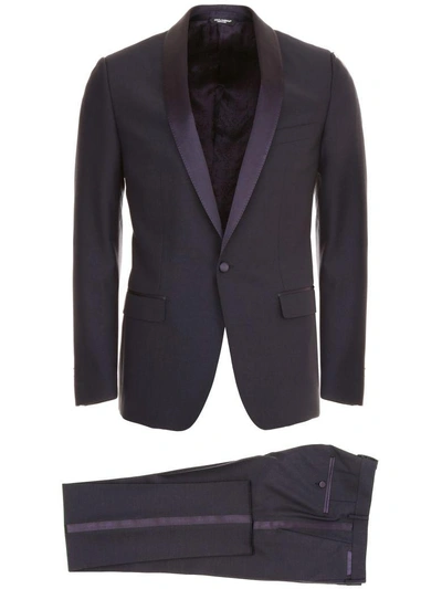 Shop Dolce & Gabbana Three-piece Tuxedo In Blu (blue)