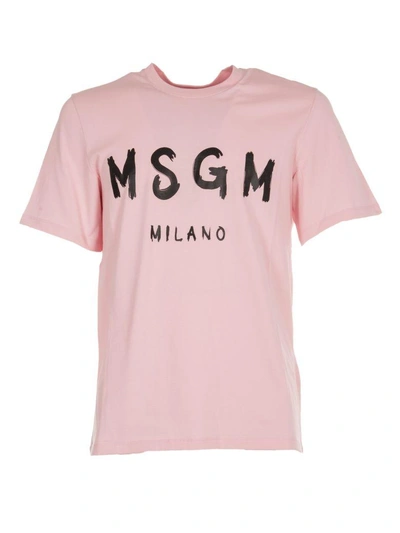 Shop Msgm Branded T-shirt In Pink
