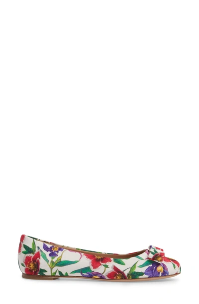 Shop Ferragamo Varina Floral Flat In White Multi