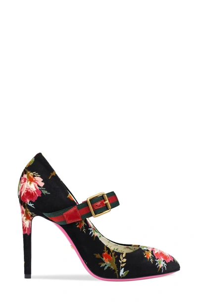 Shop Gucci Sylvie Pointy Toe Mary Jane Pump In Black