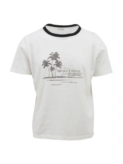 Shop Saint Laurent Waiting For Sunset T-shirt In White-black