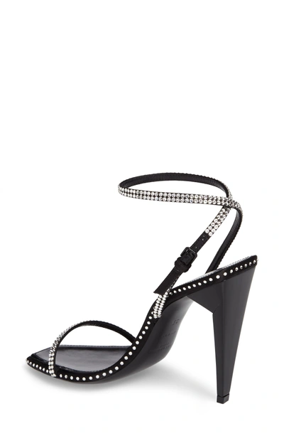 Shop Saint Laurent Freja Crystal Embellished Sandal In Black Crystal