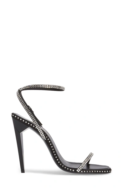 Shop Saint Laurent Freja Crystal Embellished Sandal In Black Crystal