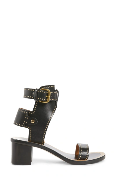 Shop Isabel Marant Jaeryn Studded Ankle Strap Sandal In Black Leather