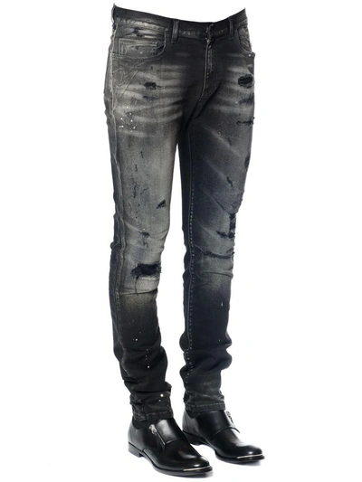 Shop Faith Connexion Distressed Cotton Denim Jeans In Black
