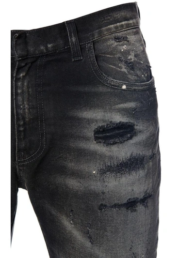 Shop Faith Connexion Distressed Cotton Denim Jeans In Black