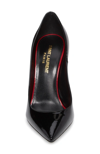 Shop Saint Laurent Anja Pointy Toe Pump In Black Patent