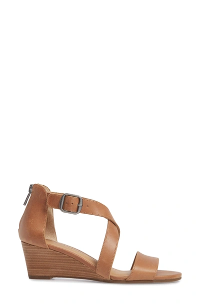 Shop Lucky Brand Jestah Wedge Sandal In Dark Camel Leather