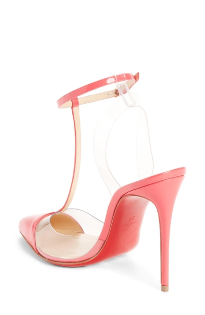 Shop Christian Louboutin Nosy Pvc T-strap Pump In Begonia Pink