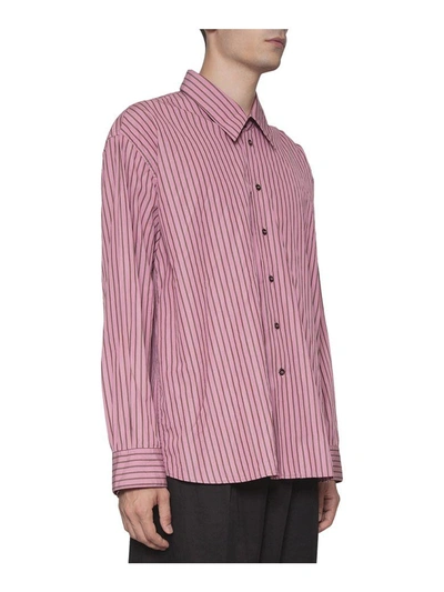Shop Marni Striped Cotton Shirt In Rosa