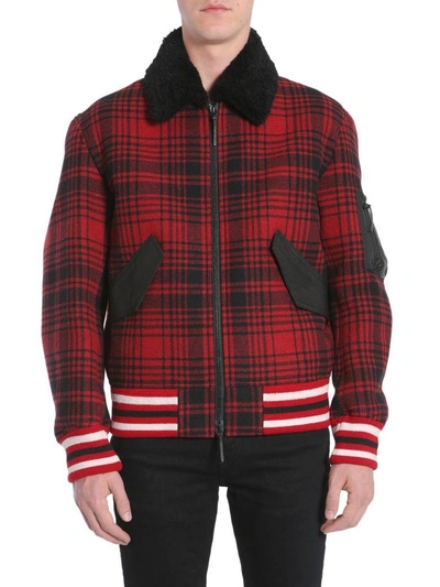 Shop Tommy Hilfiger Wool Bomber Jacket In Rosso