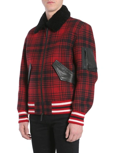 Shop Tommy Hilfiger Wool Bomber Jacket In Rosso