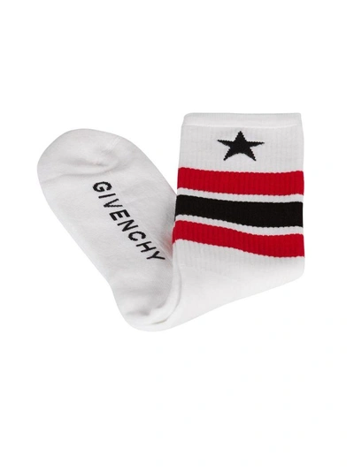 Shop Givenchy Stripe Tube Socks In Bianco-rosso