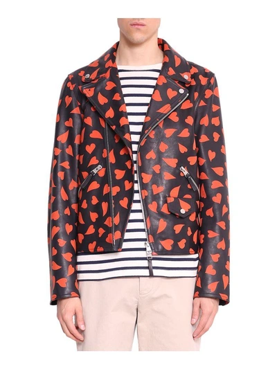 Shop Jw Anderson Hearts Leather Jacket In Nero