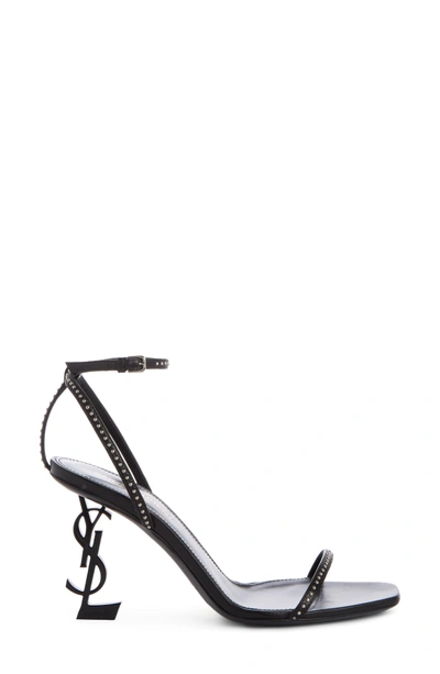 Shop Saint Laurent Opyum Ysl Studded Ankle Strap Sandal In Black