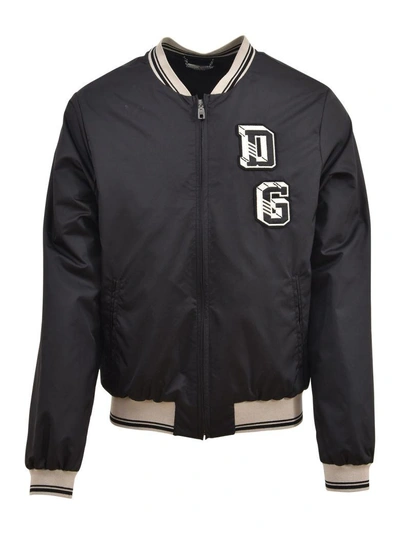 Shop Dolce & Gabbana Logoed Bomber Jacket In Black