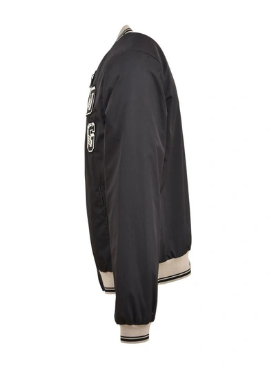 Shop Dolce & Gabbana Logoed Bomber Jacket In Black