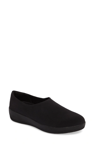 Shop Fitflop Superstretch Bobby Loafer In All Black Faux Leather