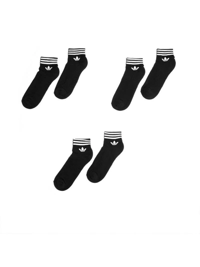 Shop Adidas Originals Trefoil Socks In Black